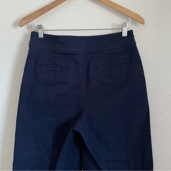 J. Crew Patch Pocket Wide Leg Dark Blue Trousers Stretch Twill Pants High Waist - Picture 6 of 9